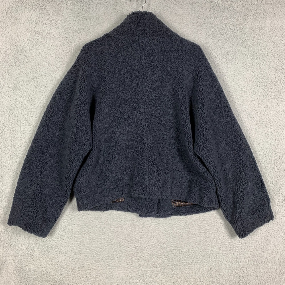 We The Free Izzy Wrap Teddy Jacket Womens XL Navy‎ Sherpa Plush Cozy Free People - Picture 8 of 13